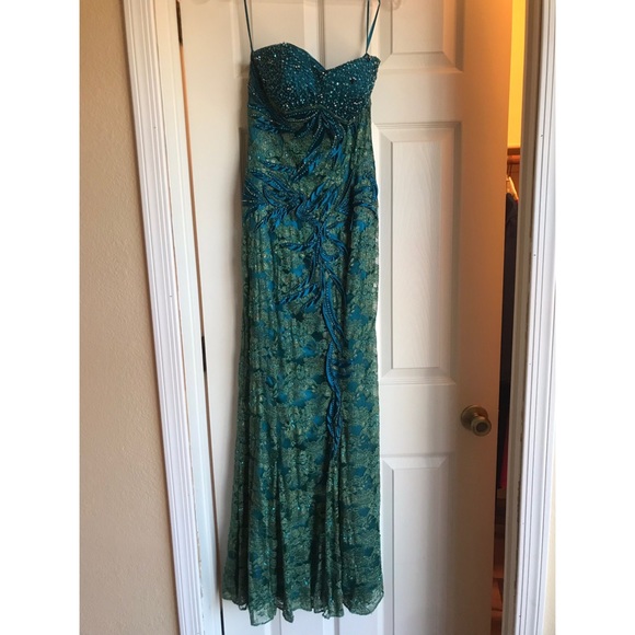 Teal/Aqua Strapless Mermaid Prom/Pageant Dress - Picture 2 of 8
